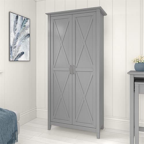 Pemberly Row Tall Storage Cabinet With Doors In Cape Cod Gray - Engineered Wood #TOP3
