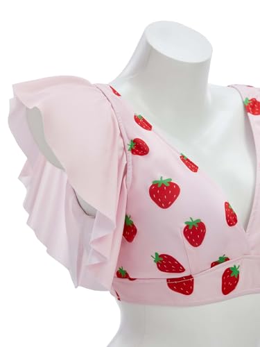 haikyuu Women Strawberry Swimsuit Cute Two Piece Swimsuit Vintage Retro Bathing Suit Ruffle Swimwear4