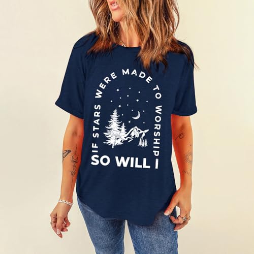 MAIHUN Womens Christian Shirt Bible Verse Tshirt If Stars were Made to Worship So Will I Tee Top by MAIHUN - Used condition - Image 2