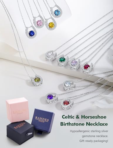 925 Sterling Silver Horseshoe Necklace for Women Round Gemstone Birthstone Necklace Sapphire/Emerald/Ruby/CZ Horse Shoe Pendant Necklaces Jewelry Gift4