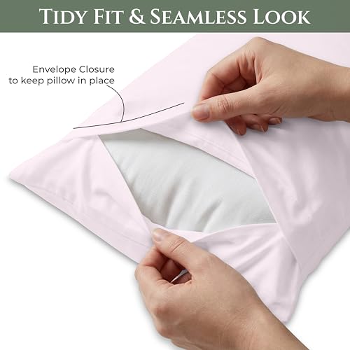 Image of Royale Linens 100% Cotton Pillow Cases Standard Size Set of 2 - Percale Pillowcase - Lavender Pillow cases Soft Cooling & Breathable Hotel Cotton Pillowcases, Fits Standard Pillows (20 inchx26 inch, Lavender)