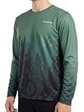 BERGRISAR Men's Long Sleeve Mountain Bike Jersey Motorcros Jersey, Army Green Forest, X-Large