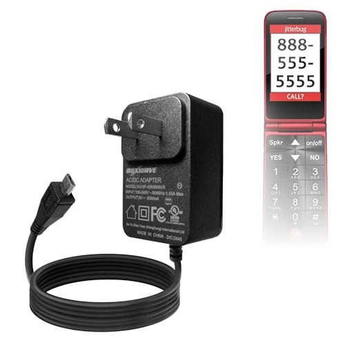BoxWave Charger Compatible with Jitterbug Flip - Wall Charger Direct (15W), Rapid Charge Your Device with Built-in 3ft Cable