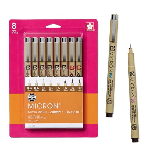 Image of SAKURA 50048 Pigma All Sepia, Ass'T Pont Sizes, 8Pc Set Fine Tip Pen, Ink Color-Black