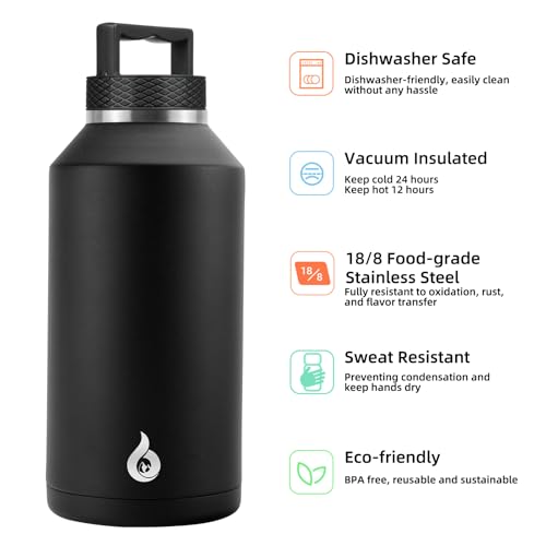 Image of BJPKPK 64oz Insulated Water Bottle, Stainless Steel Vacuum Jug with Handle