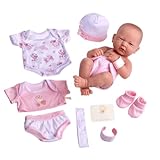 8 piece Layette Baby Doll Gift Set | JC Toys - La Newborn Nursery | 14' Life-Like Doll w/ Accessories | Pink | Ages 2+