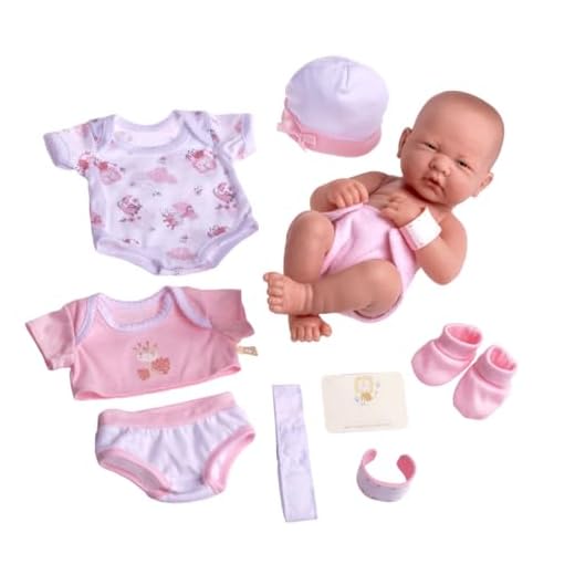 8 piece Layette Baby Doll Gift Set | JC Toys - La Newborn Nursery | 14" Life-Like Doll w/ Accessories | Pink | Ages 2+