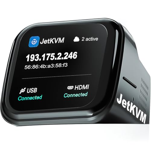 JetKVM IP KVM Over IP PC Fernsteuerung mit LCD Touchscreen Quelloffenes Jet KVM Ethernet Gerät Latenzarmer Fern BIOS Zugriff Geeignet für Server Büro Rechenzentrum Windows Mac Linux Raspberry Pi
