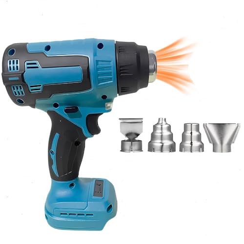 Heat Gun Cordless Compatible with Makita 18V Battery Electric Hot Air Gun with 34Nozzle, for Vinyl wrap Shrink Tubing(No Battery,Tool only)