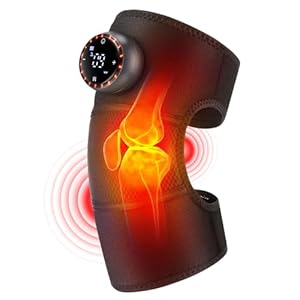 MOAJAZA Knee Massager, Heated Knee Brace Wrap with Vibration, Heating Pad with 5 Adjustable Intensity and Temperature for Knee/Elbow/Shoulder Relax, Arthritis/Joint Stiff/Muscle Strain
