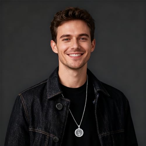 ROMANTICWORK médaille sacrée collier pendentif argent 925 symbole de protection - 4
