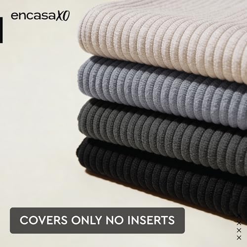 Image of Encasa XO Corduroy Cushion Covers, Boho Pillow Covers, No Inserts Grey