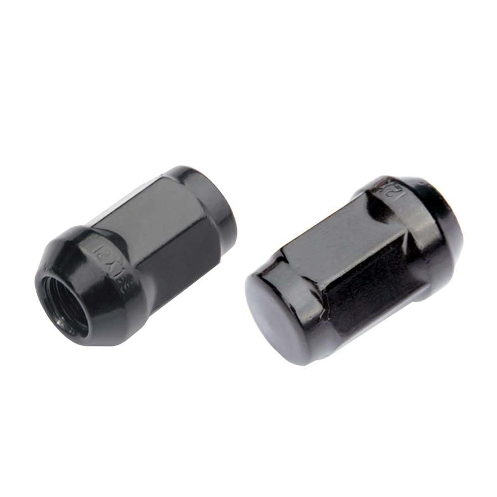 20 PC 1/2"-20 Lug Nuts Black 19mm Hex Compatible with Jeep Ford-Dodge-Lincoln 5 Lug Aftermarket Wheels - 1/2" Lugnuts 1.38" Tall Cone Seat with Key for Wrangler Grand Cherokee Explorer Ranger