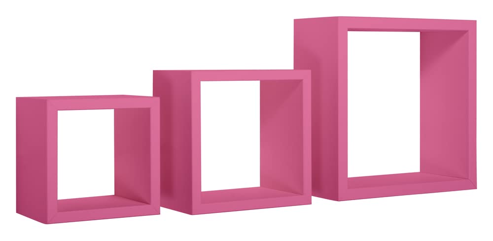 MODULARREDO | Set Di 2 Mensole Cubo Da Parete Q-BIS, 35x35 E 31x31, Ciliegio, Fatte In Italia, Già Montate