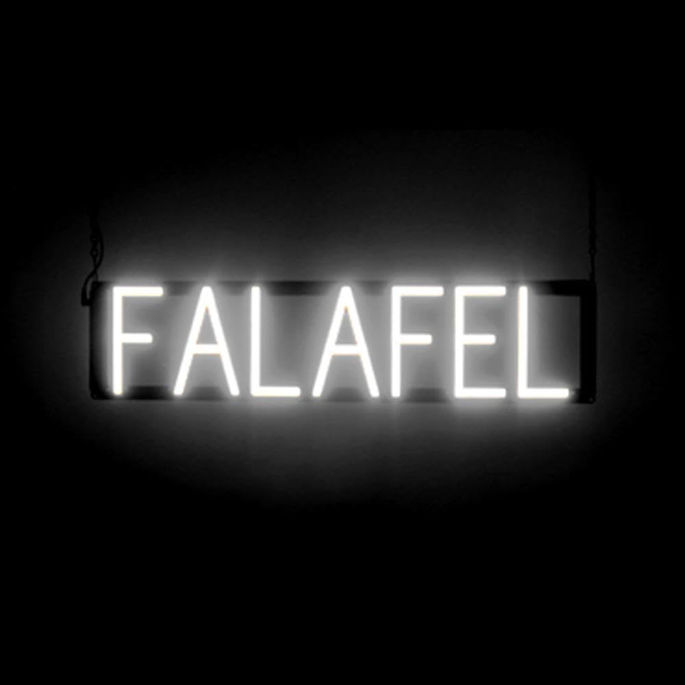 SpellBrite LED Neon FALAFEL Sign for Business - White, 26" x 6"