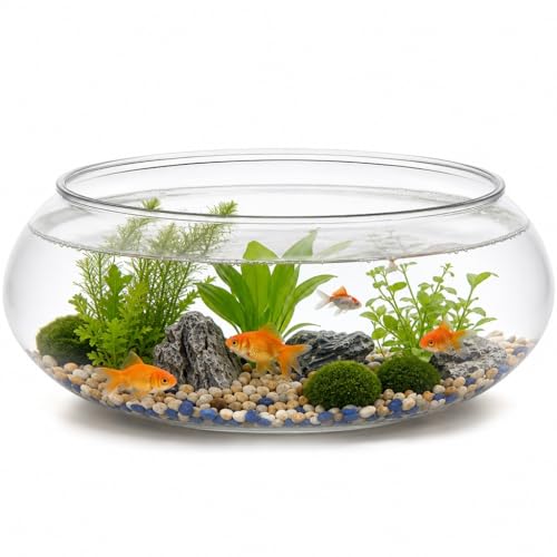 Milisten Bol de Vase Incassable 24 cm - Aquarium de Table Transparent en Plastique Pet - Bocal Multifonction pour Poissons Rouges, Terrarium Succulentes et...