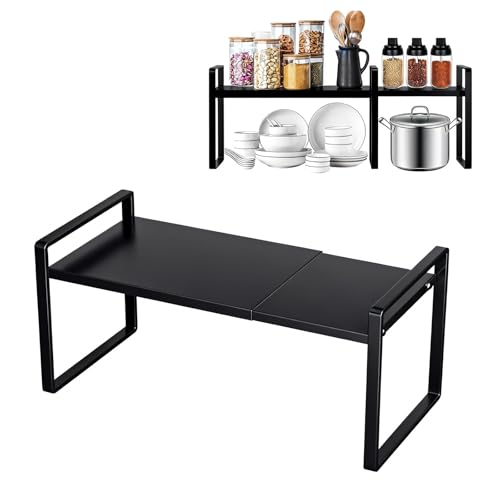 PORFOYO Étagère Cuisine Coulissante 31-55cm, Rangement et Étagère Placard, Rangement Extensible pour Épices, Organizer de Placard pour Cuisine et Bureau,...