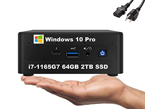 2022 NUC 11 Pro Performance Kit NUC11PAHi7 (4-Core i7-1165G7, 64GB RAM, 2TB SSD, Iris Graphics) Mini Business Home Gaming PC Desktop, 2 x Thunderbolt 3, Wi-Fi, 3-YR Warranty IST Cable, Windows 10 Pro 