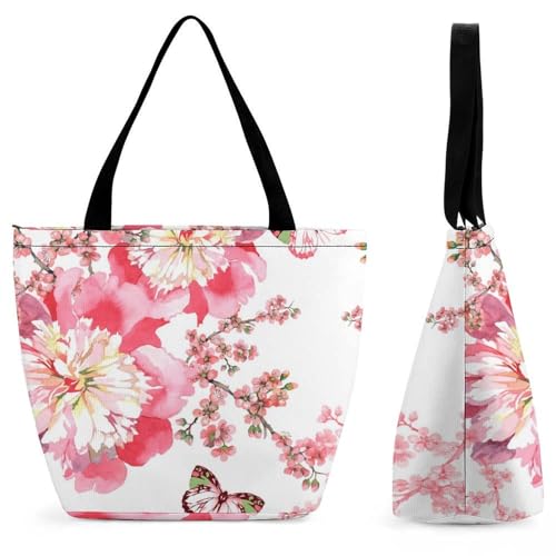 Sac shopping papillon aquarelle grand format 28.5x18x32.5cm pour femme