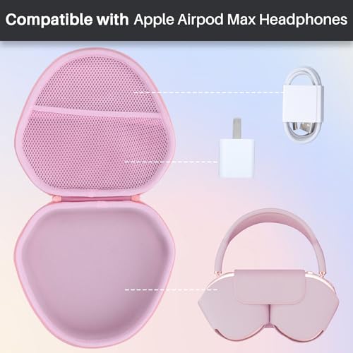 Image of Lebakort Hard Case Compatible with Apple AirPods Max 2 Over-Ear Headphones | Lightweight & Carry, Dustproof Storage, Travel Friendly, Portable for Daily Use, Pink Case