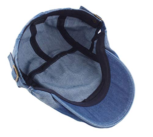 Image of Quanhaigou Unisex Denim Newsboy Hats Flat Ivy Gatsby Cabbie Driving Berets Hat Cotton Dad Cap for Men Women