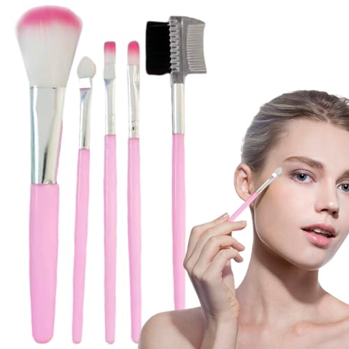 Brochas de maquillaje, 5 piezas, herramientas cosméticas fáciles de usar, juego de pinceles para sombra de ojos, base, corrector, colorete, máscara de pestañas, mujeres, niñas, viajes