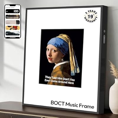 BOCT Music Frame Smart Speaker - with Lyrics Display, Fathers Day Dad Gifts Hi-Fidelity Box Speaker, Creative Home Gift, Over 10000+ World Famous Paintings, Supports Spotify & Apple Music