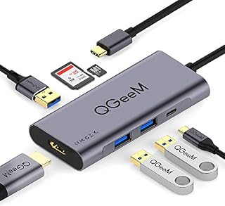 USB C Hub HDMI Adapter,QGeeM 7 in 1 Type C Hub to HDMI