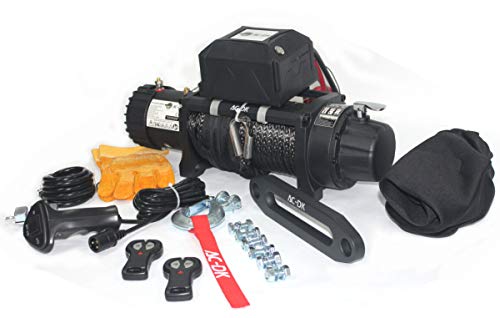 AC-DK 9500lbs Electric Winch Water Proof IP67 Recovery Winch 12V DC Black Color