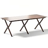 Mesa de Picnic Plegable, Mesa de Camping Enrollable portátil con Bolsa de Almacenamiento, Soporte de Carga de 287 LB – 4-6 Personas mesas de Madera al Aire Libre 150cm/59in