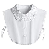 YAKEFJ Lady Half-Shirt Blouse Detachable Lace Chiffon Fake Collars Dicky Collar Faux Collar...