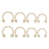 BLISI 8PCS 16G Titanium Rose Gold Horseshoe Nose Septum Rings Body Tragus Cartilage Helix Earrings P
