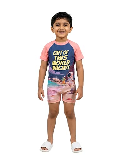 Image of KiddoPanti Boys & Girls Half Sleeve Mid Thigh Length Swim Suit