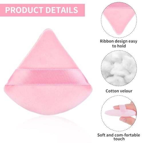 Image of triangle puff, pizza puff makeup Puff The Perfect Trio | 3 Set of Pink triangle puff for Makeup Sponges | for Foundation, Liquid, Cream, Powder, Beauty Gift Set Woman, Girl