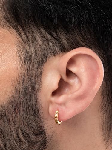 Image of ORIONZ Hoop Earrings for Men & Boys (1 Piece) - 925 Sterling Silver - Gift for Birthday Anniversary - 18k Gold Plated Jewellery - Men Fashion
