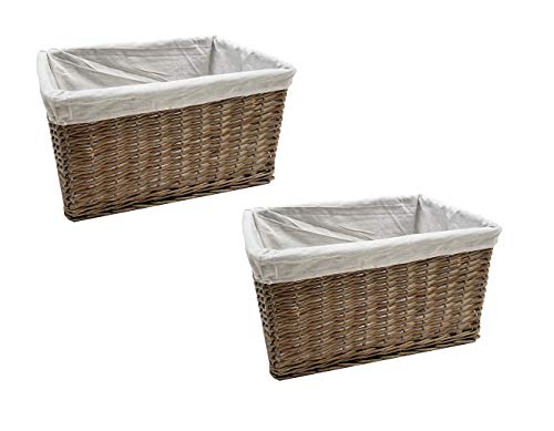 Topfurnishing Big Huge Deep Living Room Fireplace Log Basket Xmas Hamper Storage Box Natural Set of 2 XXLarge 58 x 43 x 32 cm