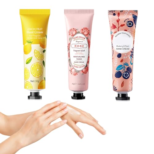 Mini Handcreme Set, Mini Handcremes, Mini Handcreme Tube, 3 Stück Fragrance Hand Creme Set, Mini-Handcreme, Feuchtigkeitsspendende, Handcreme For Women, Handcreme Set Für Trockene, Hand Lition