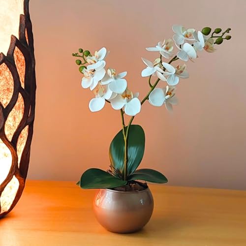 Orquídeas brancas - Arranjo Ilhabela com orquídeas brancas artifi...