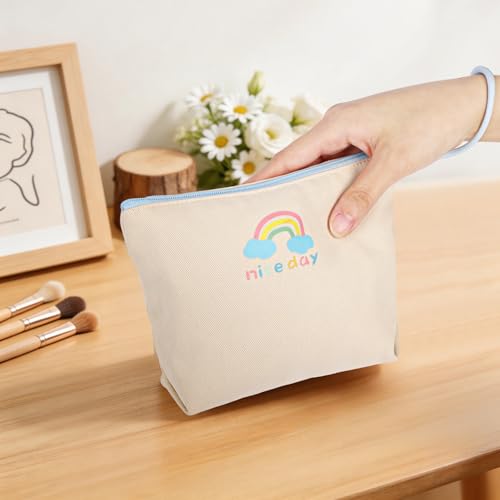 Image of Canvas Period Pouch Soft First Period Kit Bag Small Discreet Menstrual Cup Pad Pouch Cute Sanitary Napkin Storage Bag Tampon Holder Multi-purpose Feminine Bag Beige