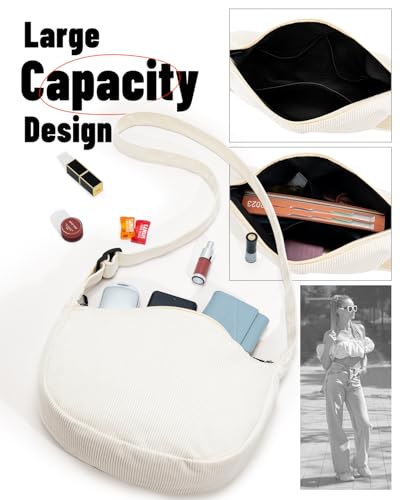 Image of Crossbody Crescent Bag for Women Men Trendy, Crescent Sling Bag with Adjustable Strap, 2 Zippers Lightweight