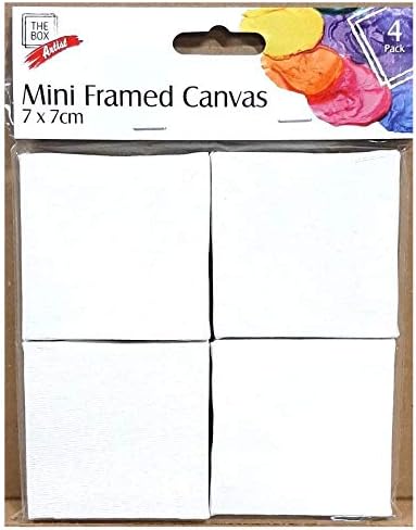 Set of 4 Mini Framed 7cm x 7cm Canvas - Square Blank Plain Stretched