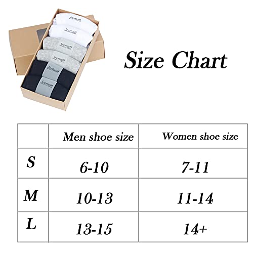 Jormatt 6 Pairs Men No Show Low Cut Socks Non-Slip Women Athletic Sneaker Socks Comfort 100% Cotton Casual Invisible Socks, Mens Shoe Size 6-10 #TOP6