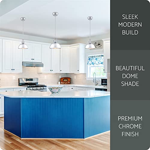 Kira Home Belle 9" Modern Industrial 1-Light Pendant Light, Adjustable Length + Shade Swivel Joint, Chrome Finish #TOP4