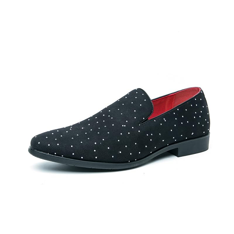 Men's Noble Suede Loafers Shoes Slip-on Dress Shoes with Gold Rivet Party Dancing Shoes for Party Wedding Prom PlusSize 38-47
