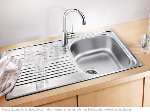 BLANCO TIPO 45 S | Edelstahl | Einbauart: Einbau von Oben | reversibel | für 45 cm breite Unterschränke | Widerstandsfähig gegenüber Kratzern | ohne Ablauffernbedienung | [86x50x17,4 cm]