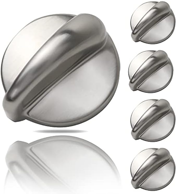 5 Packs WB03K10303 Upgraded Surface Burner Control Knob Stove Replacements konbs for GE,Heavy Duty Metal Cooktop Control Knob Replaces Part Numbers WB03K10208,AP4980246, 1810427, AH3486484, EA3486484