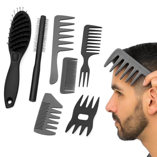 APOMOONS 7 peines para hombre, cepillo para cabello grueso para hombre, peine ventilado, peine de pelo antiestático, peine de cabello profesional para secar, alisar, desenredar