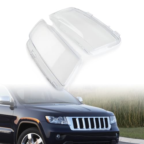 Anzios Left Right PC Transparent Lens Headlight Covers Compatible for 2011-2013 Jeep Grand Cherokee 55079379AF 55079378AF Head Lamp