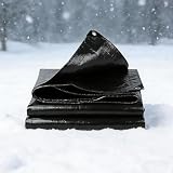 Telo Impermeabile Esterno 100 x 250 cm 130 G M² Pe con Occhielli, Resistente Ai Raggi UV Agli Strappi, Impermeabile Antivento Telo di Protezione per Barche Piscina Camion, Nero