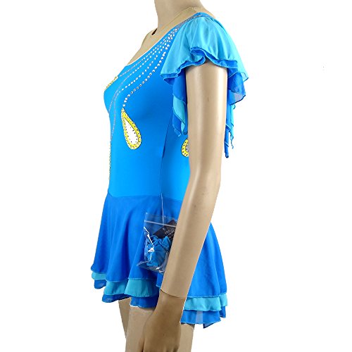 Vestido de ginástica de arte, vestido de patinação no gelo para meninas, feminino, costura sem manga